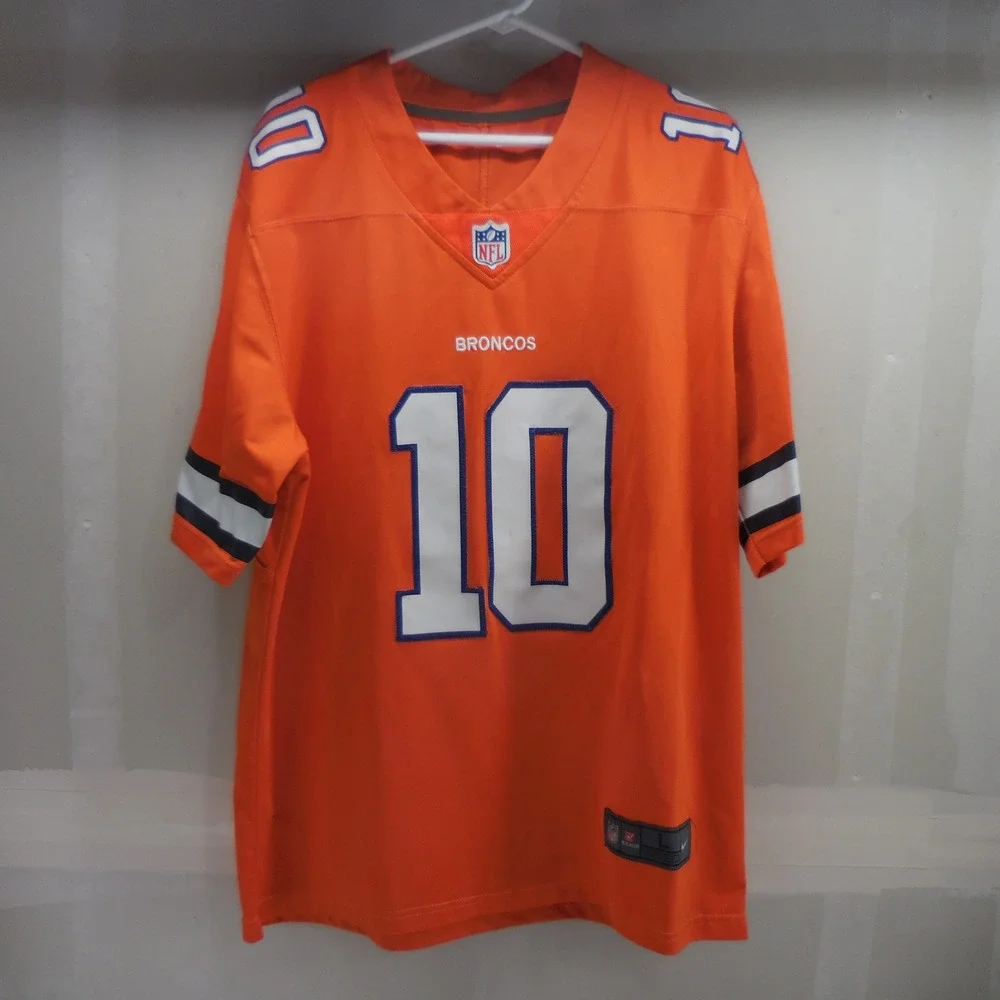 NFL Players Denver Broncos Jerry Jeudy 10 NFL Jersey Mens Large Orange Football